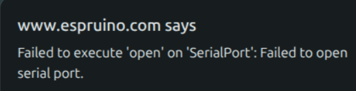 failed to execute 'open' on 'serialport': failed to open serial port.